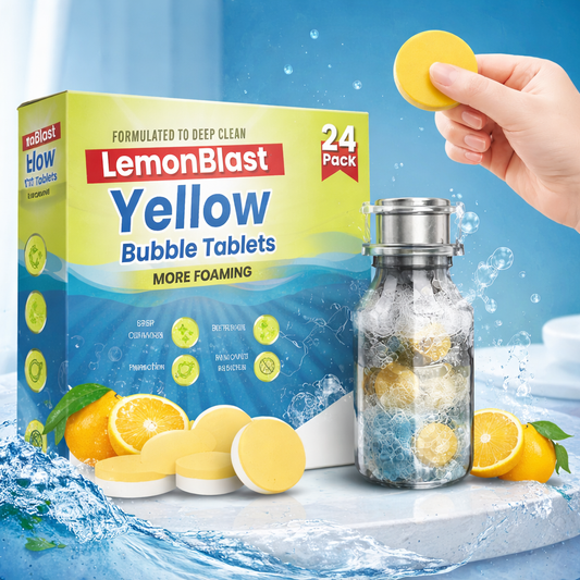 LemonBlast Bubble Tablet – Drain & Toilet Deep Cleaning with Powerful Foaming Action (24 Tablets)